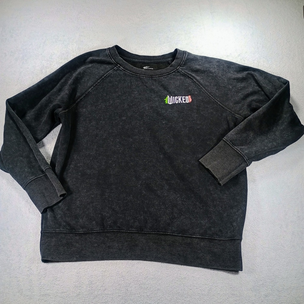Wicked Women Sweatshirt Mineral Wash Black L Embroidered Logo Movie Merch